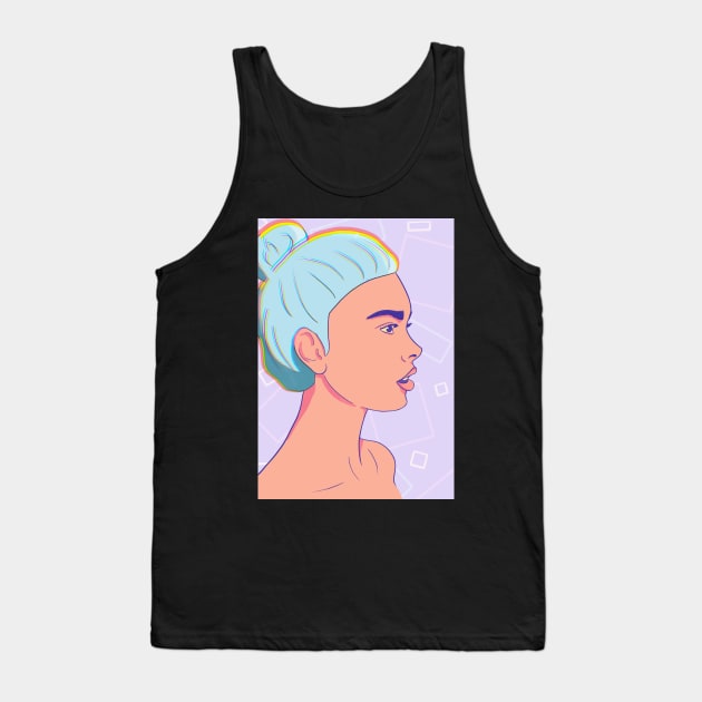 Blue Hair Woman Tank Top by kiramrob